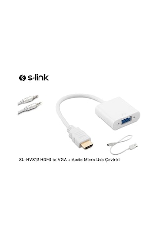 S-Link Sl-Hvs13 Hdmı To Vga + Audio Micro Usb Çevirici Ps3/4/Slim (240422110)