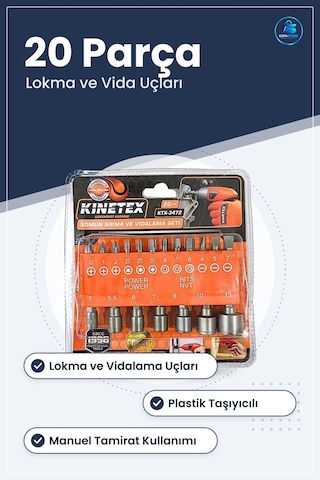 Lokma Takımı Somun Sıkma Ve Vidalama Seti 20 Parça Manuel Hırdava