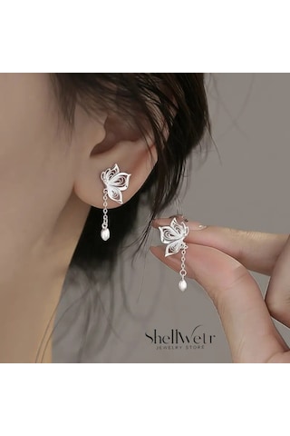 Silverbella Kelebekli Gümüş Kaplama Küpe Sevgililer Günü ,annenize Verilecek En Güzel Hediye Gümüş