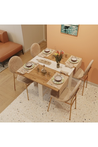 Pratik Katlanır Mutfak Yemek Çalışma Masası - 6 Kişilik - %100mdf