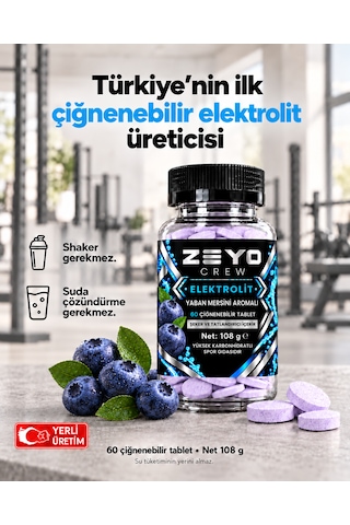Çiğnenebilir Elektrolit Tablet - Yaban Mersini Aromalı 60 Tablet / 108g