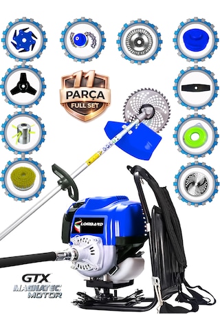 Cros Lombard Italy Lx-11 Imperıo Sırt Tipi Benzinli Ot Çalı Çim Biçme Tırpanı+ Tam Bahçe Setli Halı Yıkamalı