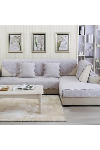 Willowhaven Sonbahar-kış Hamsi Desen Kısa Peluş Kaymaz Yastık, Kanepe Yastığı, Havlu, Örtü - Açık Gri 70x90/ Açık Gri