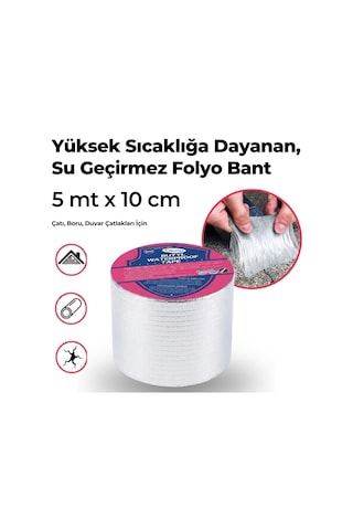 Buffer Yüksek Sıcaklık Dayanan Su Geçirmez Çatı Boru Duvar Çatlak Yapışkan Çamur Bant Folyo 5 Mt X 10 Cm