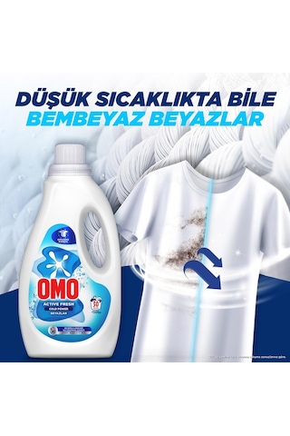 Omo Active Fresh Cold Power Beyazlar İçin Sıvı Deterjan 4 x 1500 ML