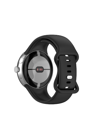 Caseonn Google Pixel Watch 4 45mm Kordon Esnek Spor Silikon Kayış Siyah