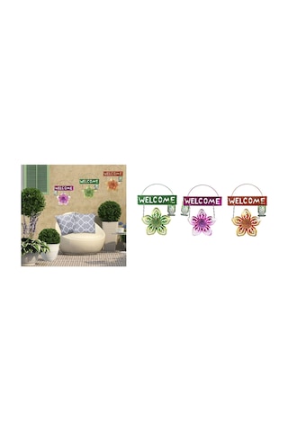 Balkon,bahçe Ve Oda Hoşgeldiniz Tabelası 3 Lü Set Çiçekli 26x20x0 Diğer
