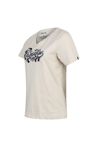 2as Alone Baskılı V Yaka Kadın T-shirt 406 Kum