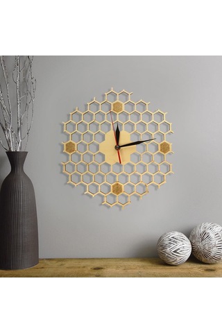 Homyl Altıgen Ahşap Duvar Saati Sessiz Kuvars Saatleri Oturma A A