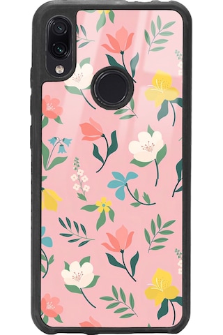 Xiaomi Redmi Note 7 Pinky Flowers Tasarımlı Glossy Telefon Kılıfı Çok Renkli