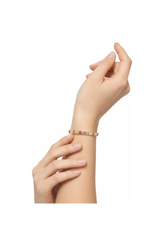 Valmont Accessories Kadın Gold Renk Renkli Baget Taşlı Dokulu Bileklik