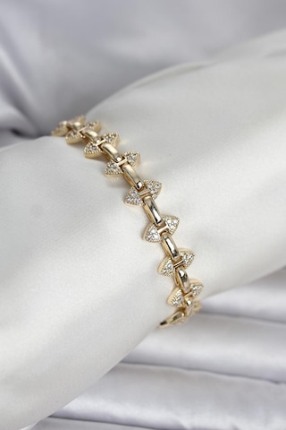 Pirinç Gold Renk Zirkon Taşlı Kadın Bileklik Çok Renkli 70478422
