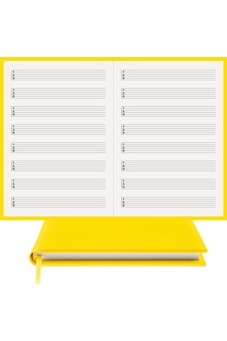 Gitar Nota Defteri - Tab Anahtarlı Sol Kesik Çizgili % 100 El Yapımı, El Dikişi, İplik Dikiş Gerçek Cilt Bezi