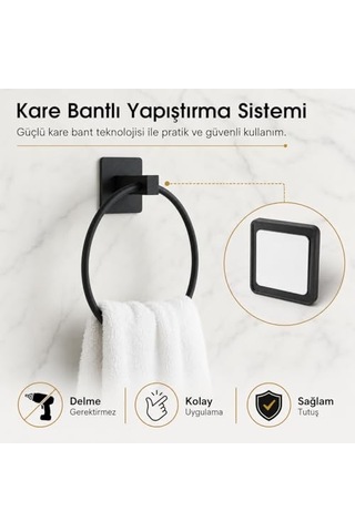 Yapışkanlı Siyah Kare Havluluk Açık Ceviz