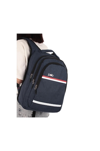 Temel My Polo Sırt Çantası Kırmızı Beyaz Çizgili Lacivert 8860 Lacivert
