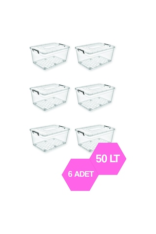 Tekerlekli Petek Saklama Kabı 50lt 6 Adet Şeffaf