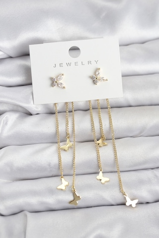Kelebek Model Gold Renk Pirinç Sallantılı Kadın Küpe Çok Renkli Kelebek Model Gold Renk Pirinç Sallantılı Kadın Küpe Çok Renkli