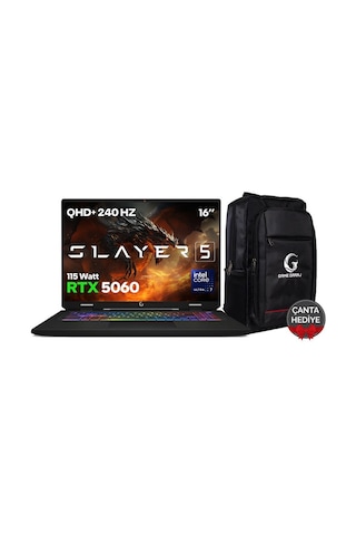 Game Garaj Slayer5 7-5060 C2 U7-255HX 32 GB 2 TB RTX5060 16" Free Dos Dizüstü Bilgisayar