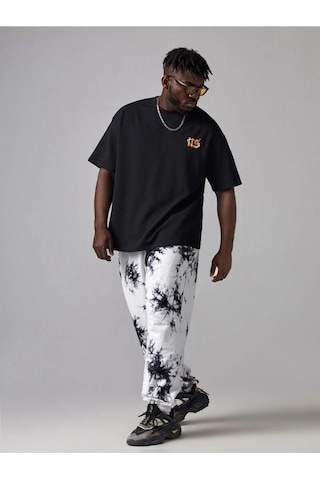 Erkek Siyah Oversize Us Baskılı T-shirt Siyah