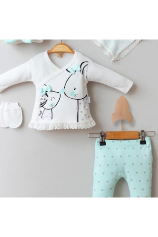 Candar 3 Ay Kız Bebek Little Mause 5'li Hastane Çıkış Seti Yeşil Yeşil