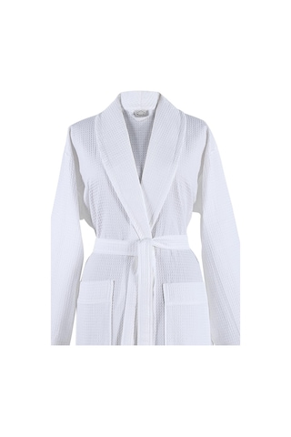 Zeynep Tekstil Waffle Pike %100 Pamuklu Bornoz Unisex Premium Yeni Trend Bornozu 153-99-1312-4 Beyaz