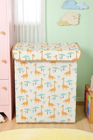 İronika Graffe Bebek Odası Kapaklı Kutu Dolap İçi Organizer Oyuncak Eşya Çamaşır Saklama Kutusu Düzenleyici Bej