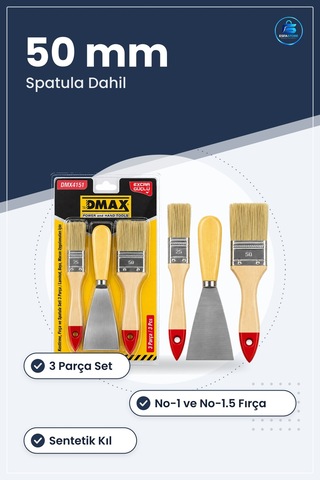 Kestirme Fırça Seti 3 Parça 50 Mm Spatula Boyacı Macun Laminat Uy