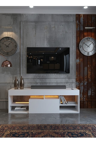 Resital Ledli Tv Ünitesi L1501-1 Beyaz Beyaz