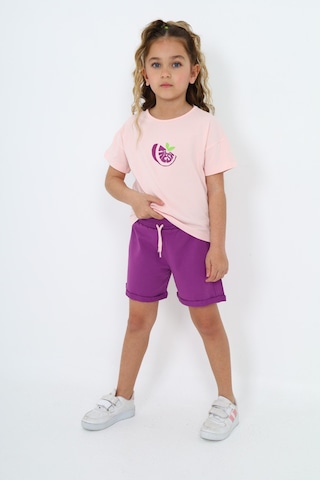 Toontoy Kids Toontoy Kız Çocuk Fresh Görsel Baskılı Şortlu Takım Pudra
