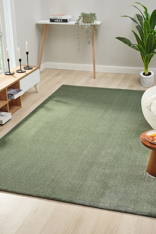 Mariesse Home Puffy Düz Renk Peluş Kalın Dokuma Kesme Yolluk Makina Dokuma Halısı 4500-yeşil