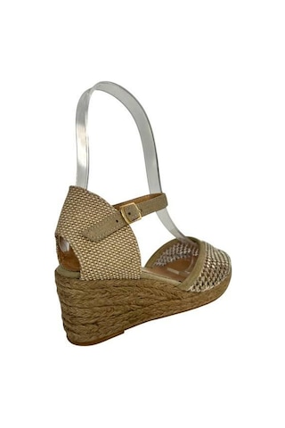 Kemal Tanca 877 T01 Kadın Dolgu Topuklu Espadril Bej