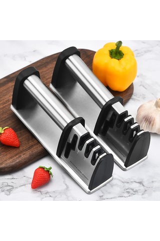 Mufunye Mutfak Bıçaklarını Hızlı Keskinleştirin: Çelik Saplı Tungsten Ve Elmaslı 4'lü Ev Kullanıma Uygun El İşli Taşlama Aleti Kutu İçerisinde Diğer