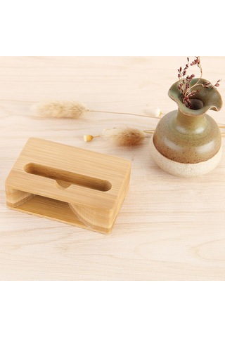 Hombey Sarı Bambu Fiziksel Ses Güçlendirici Telefon Tutucu - Modern Tasarım, Geniş Telefon Uyumlu