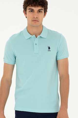 U.S. Polo Assn. Erkek Slim Fit Polo Yaka Su Yeşili Basic Tişört 50279613-VR083