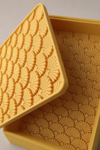 Desenli Kapaklı Dekoratif Kutu Masa Üstü Organizer Takı Aksesuar Saklama Kutusu Pla 20x12.5 Cm Sarı