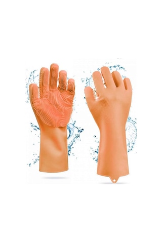 Silikon Eldiven Bulaşık Yıkama Eldiveni Dayanıklı Kaymaz Tırtıklı Eldiven Fırın Mutfak Eldiveni