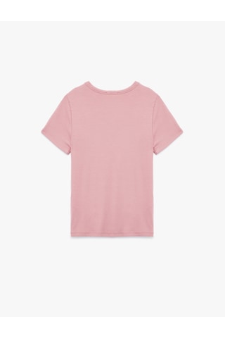 Koton Viskon Kumaş Slim Fit Kısa Kollu Bisiklet Yaka Basic Tişört Pembe 6wak50193ek Gül