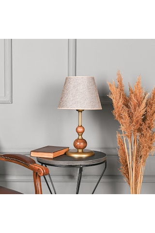 Çift Ahşaplı Sava Abajur Masa Lambası Eskitme