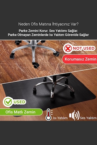 Valerine Life Zemin Döşeme Halısı Ofis, Oyuncu Koltuğu Bilgisayar Masası Koruyucu Mat Kaymaz Taban Siyah
