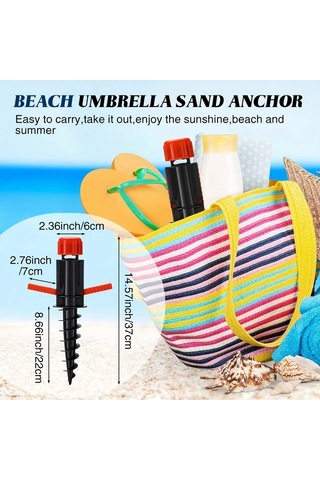 Elmpaly Kırmızı Plaj Şemsiyesi Rüzgar Çapası 360 Dönüş Önleyici Taşınabilir Kurulum