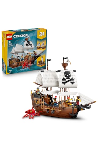LEGO® Creator 3’ü 1 Arada İkonik Korsan Gemisi 31387 - 9+ Yaş için Kale veya İki Gemi Olabilen Oyuncak Yapım Seti (1074 Parça)