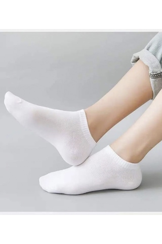 Esinti Unisex Patik Çorap Yazlık Çorabı 12 Çift Beyaz - Siyah