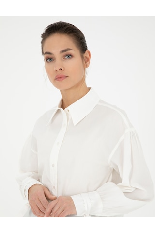 Pierre Cardin Kadın Beyaz Gömlek Desenli 50284669-vr013 Beyaz