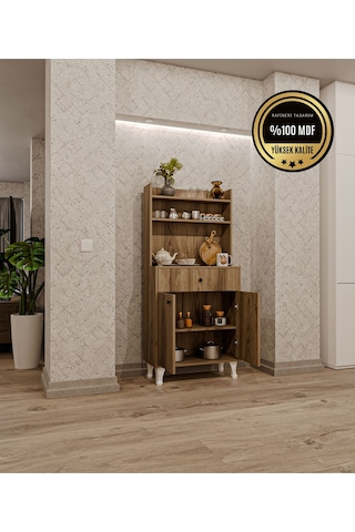 Dekorfim Çok Amaçlı Airfry Dolabı Kahve Köşesi Kahverengi