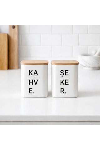 2'li 1,5 Lt Ahşap Vakum Kapaklı Saklama Kabı Plastik Çok Renkli
