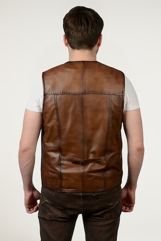 Derije Texas Hakiki Deri Erkek Taba Punto Dikişli Yelek