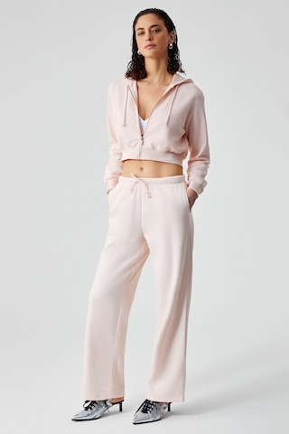 Grımelange ARUBA Kadın %100 Pamuk Uzun Kol Crop Pembe Sweatshirt