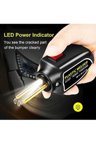 Mufunye Araba Tampon Tamiri Makinesi - Plastik Kaynak Aleti, 0.6mm M/0.8mm V Dalgalı Çivi, Led Göstergeli 200psc Kaynak Makinesi