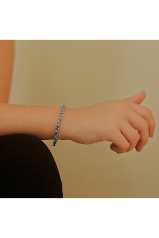 Lova Pırlantalı Oval Blue Topaz Bileklik -  4080003
