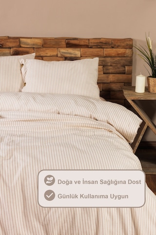 Elart Impero Nevresim Takımı Tek Kişilik Lastikli Çarşaf %100 Pamuk 160x220 Cm Tarçın Tarçın